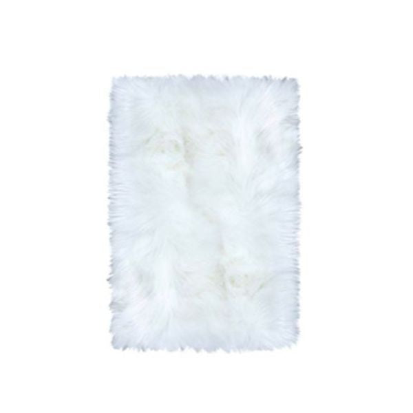 Tapis fausse fourrure 36 po x 47 po blanc