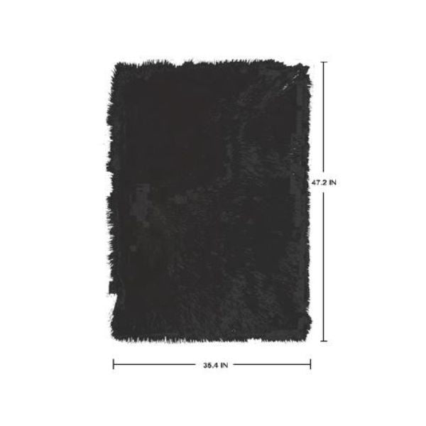 Tapis fausse fourrure 36 po x 47 po noir