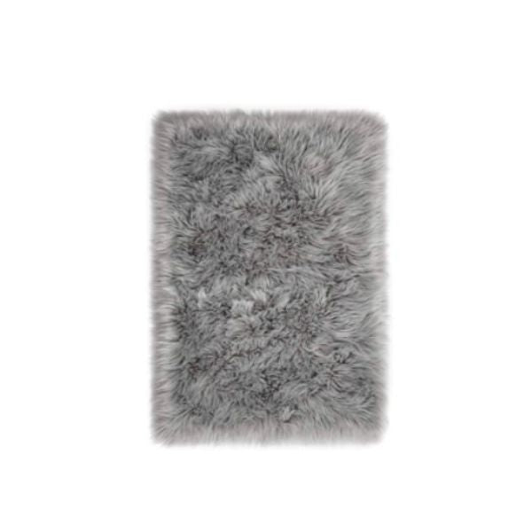 Tapis fausse fourrure 36 po x 47 po gris