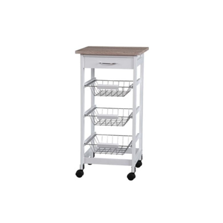 Chariot roulant 14,5 po x 14 po x 30 po avec 3 paniers chromés
