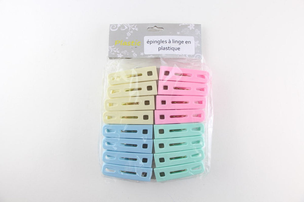 Épingle à linge en plastique pastel (paquet de 16)