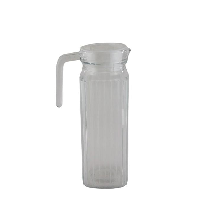 Pichet à eau en verre avec bouchon blanc 1,2 L
