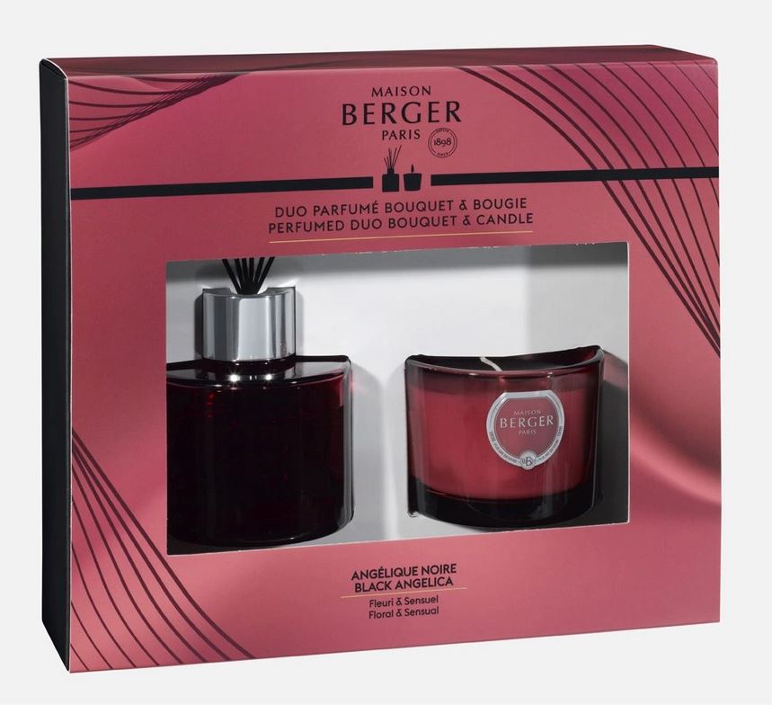 Coffret Maison Berger duo bouquet et bougie Angélique noire