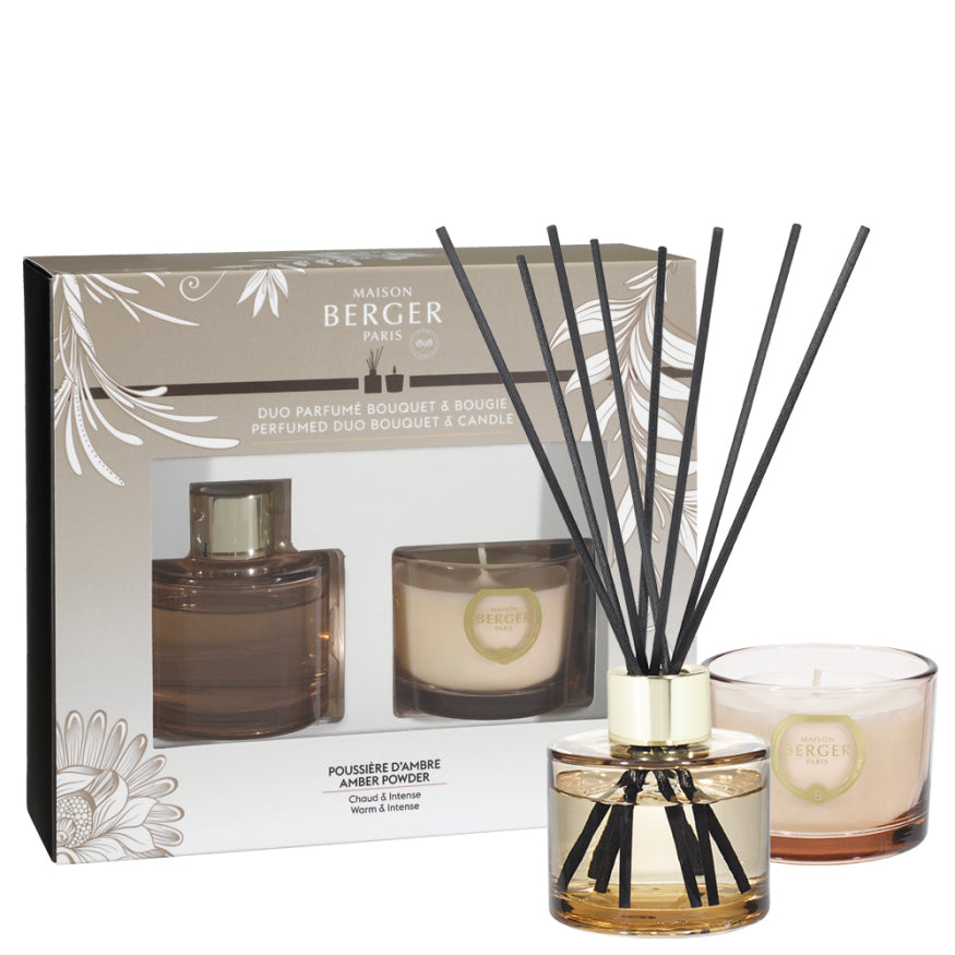 Coffret Maison Berger duo bouquet et bougie Poussière d'ambre