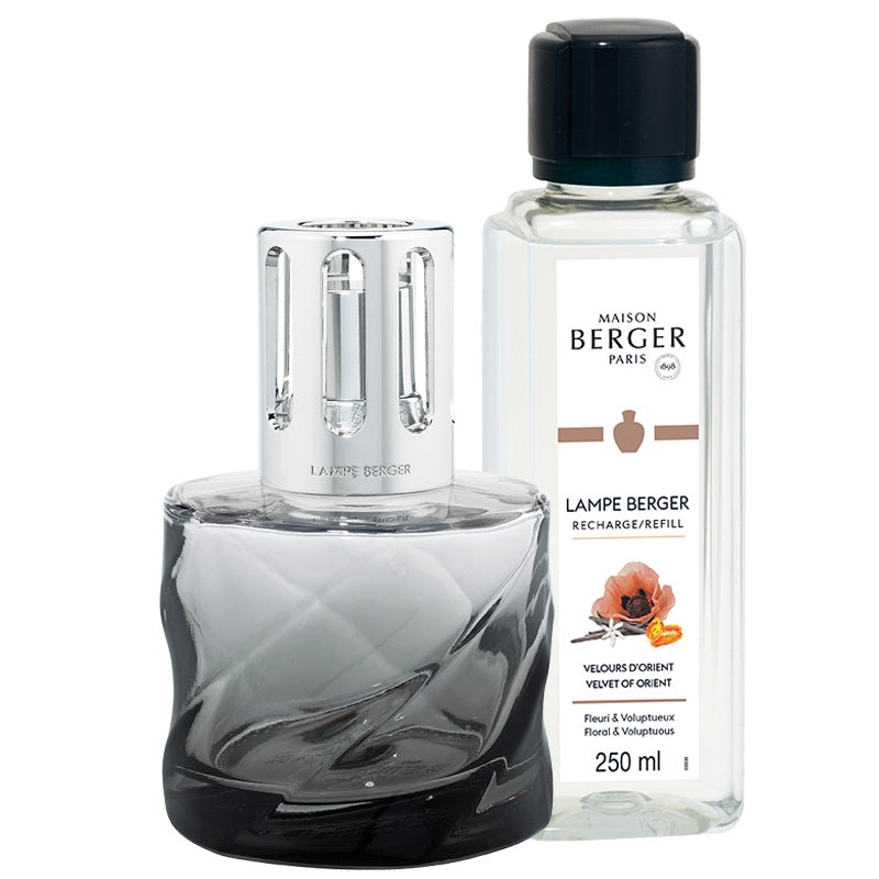 Coffret Maison Berger lampe spirale noire ambrée avec recharge Velours d'orient 250 ml