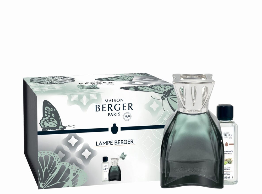 Coffret lampe Maison Berger lampe Lilly vert avec recharge Terre sauvage 250 ml