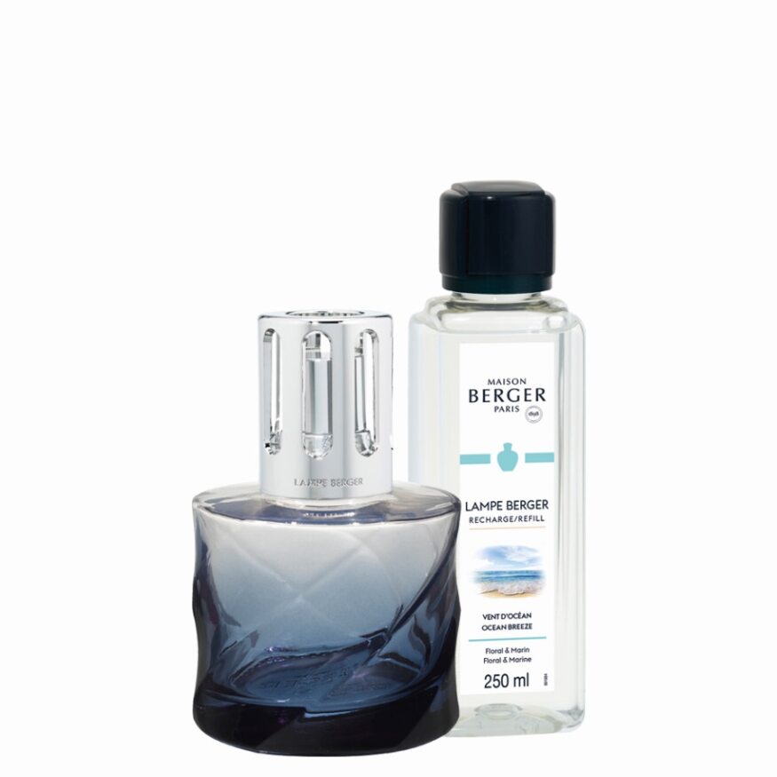 Coffret Maison Berger lampe spirale bleue avec recharge Vent d'océan 250 ml