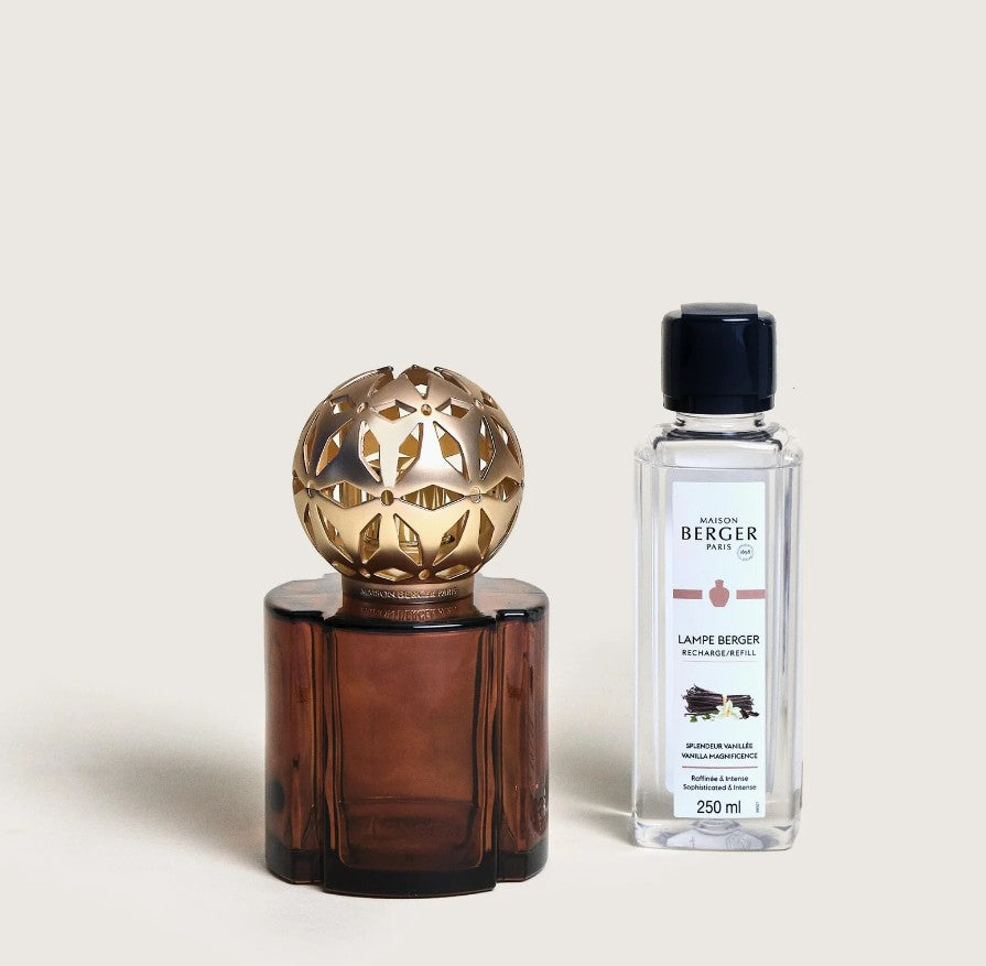 Coffret Maison Berger lampe Pomelis brun chocolat avec recharge Splendeur Vanillée 250 ml