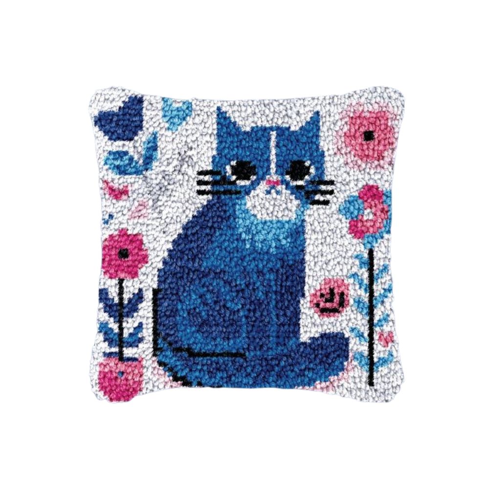 Ensemble points noués housse pour coussin 17 po x 17 po Jacarou chat bleu