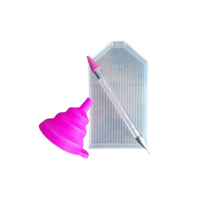 Broderie de diamant (Diamond Painting) stylet avec embout de cire, plateau et entonnoir
