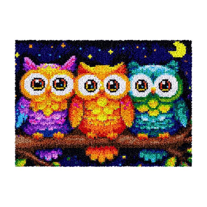 Ensemble points noués tapis 16 po x 20 po Jacarou hiboux
