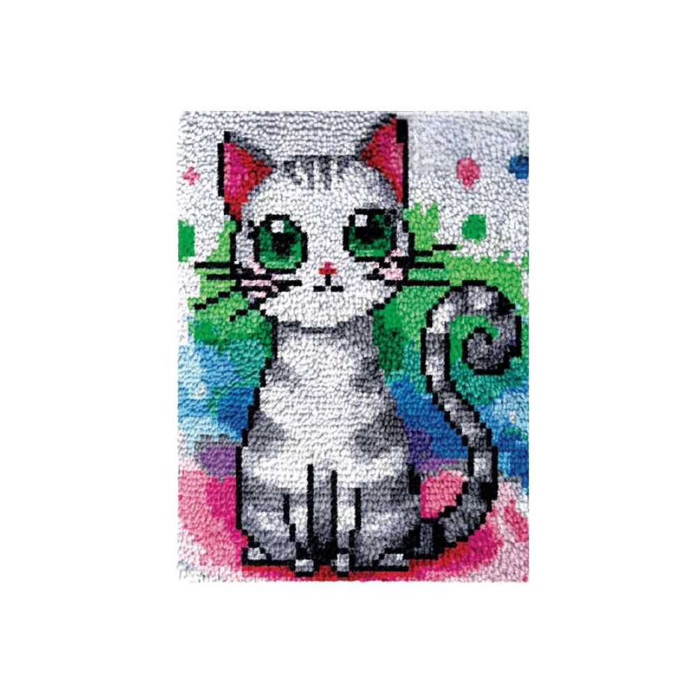 Ensemble points noués tapis 16 po x 20 po Jacarou chat gris