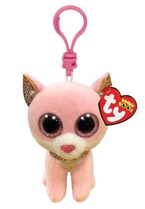 Peluche Fiona le chat rose avec anneau