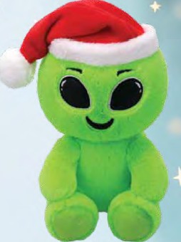 Peluche Comet l'extra-terrestre avec sa tuque de Noël