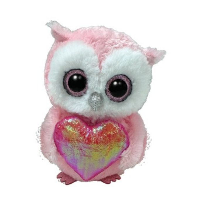 Peluche Whisper le hibou rose avec coeur régulier