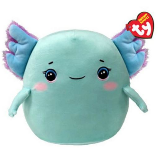 Peluche à presser Charlie la salamandre bleu