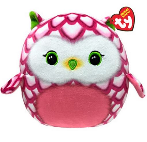 Peluche à presser Tootie le hibou rose