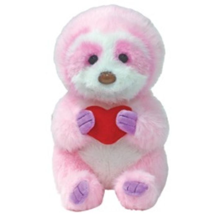 Peluche Tart le paresseux rose avec coeur régulier