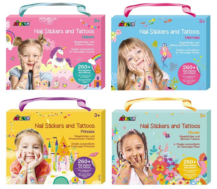 Ensemble d'autocollants pour ongles et tatouage (3 ans +)