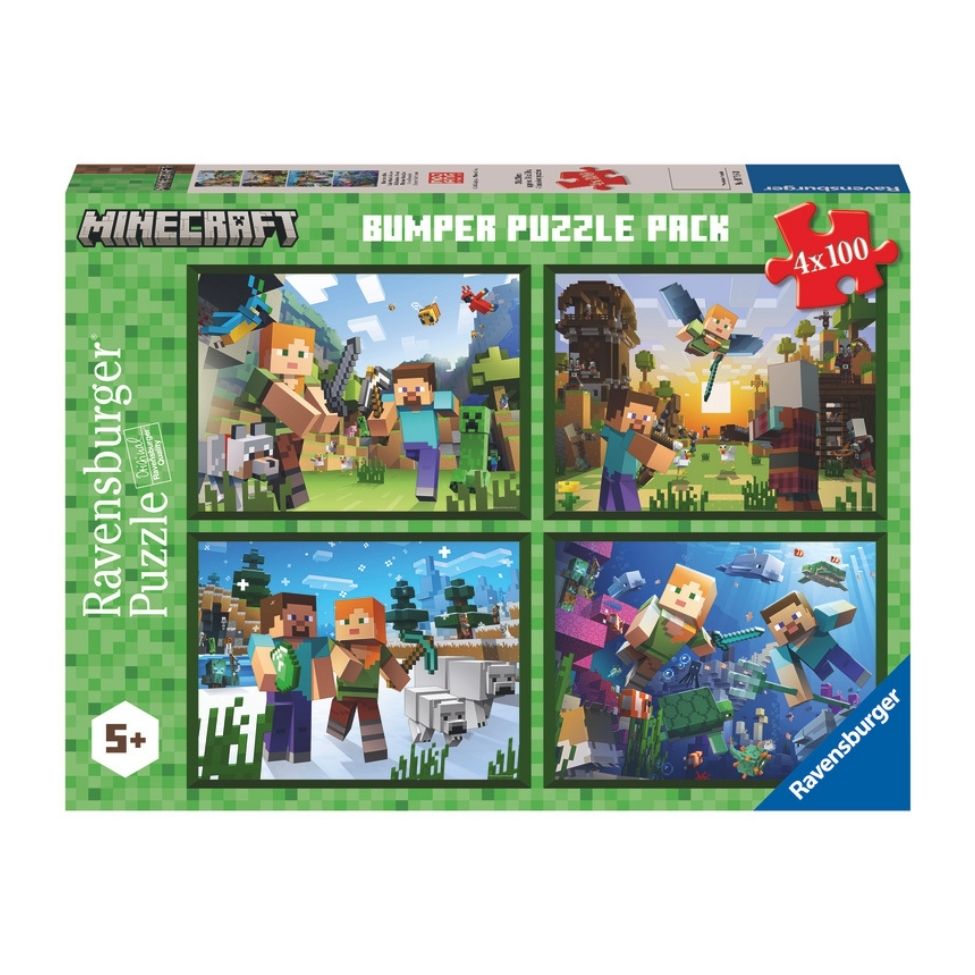 Casse-tête 100 morceaux Minecraft (5 ans +, boîte de 4)