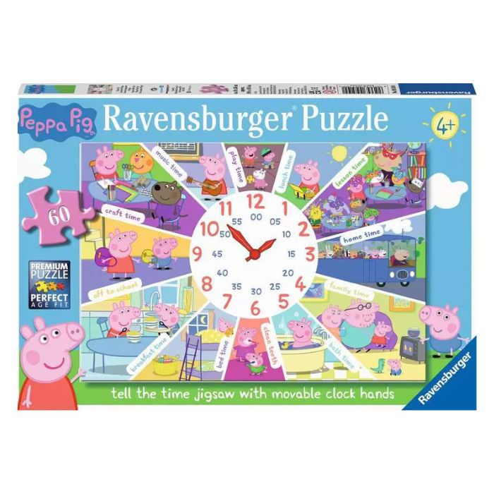 Casse-tête Ravensburger 60 morceaux Peppa Pig dit l'heure sur l'horloge