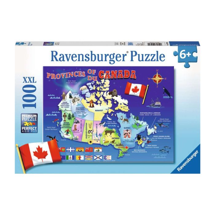 Casse-tête Ravensburger 100 morceaux carte des provinces du Canada