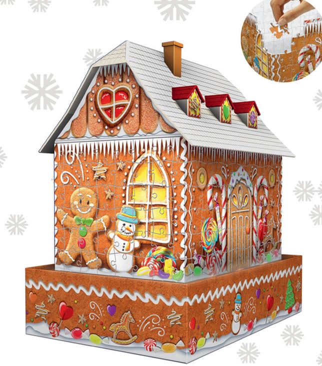 Casse-tête Ravensburger 3D 257 morceaux maison en pain d'épices édition de nuit avec bande lumineuse DEL
