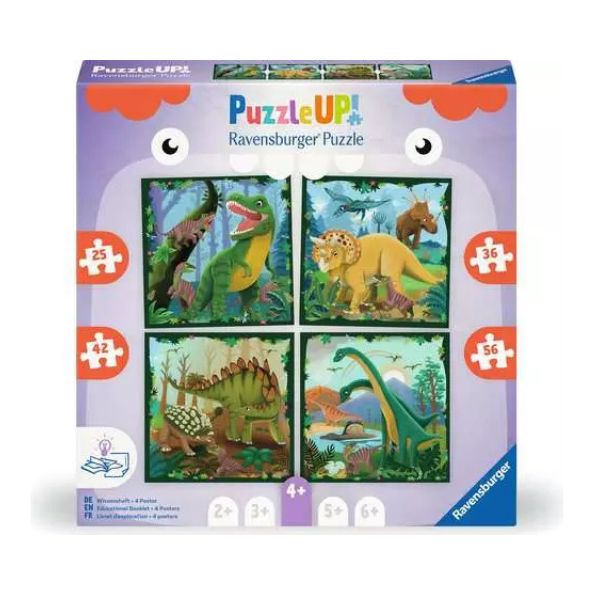 Casse-tête PuzzleUp! 25 à 56 morceaux dinosaures (4 ans +, boîte de 4)