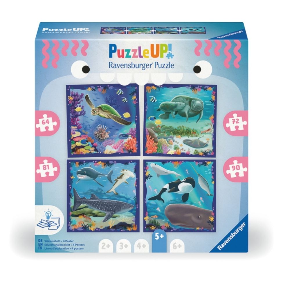 Casse-tête PuzzleUp! 64 à 90 morceaux Animaux marins (5 ans +, boîte de 4)