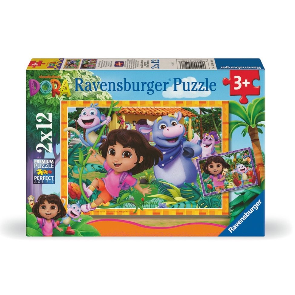 Casse-tête 12 morceaux Dora l'exploratrice (3 ans +, boîte de 2)