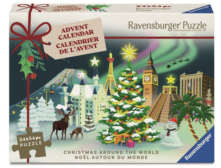 Casse-tête Ravensburger 54 morceaux calendrier de l'avent Noël autour du monde (boîte de 24)