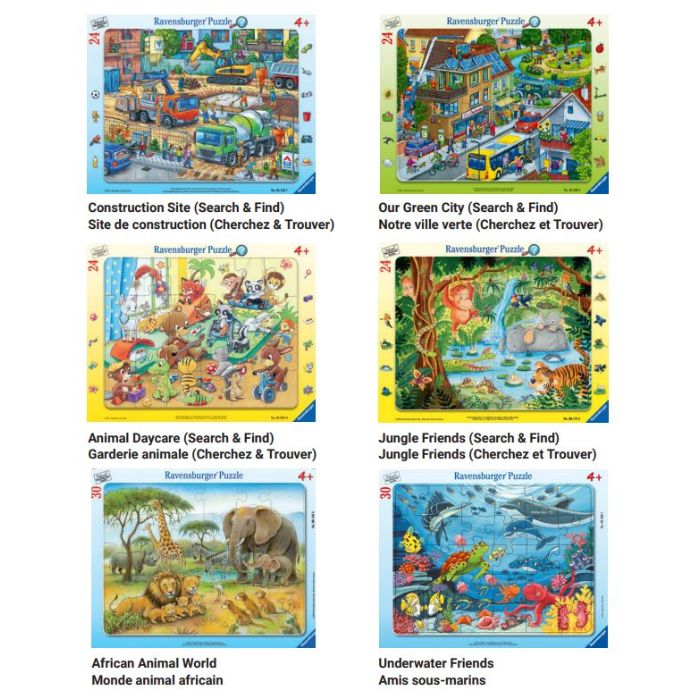 Casse-tête Ravensburger 24 ou 30 morceaux (4 ans et +)