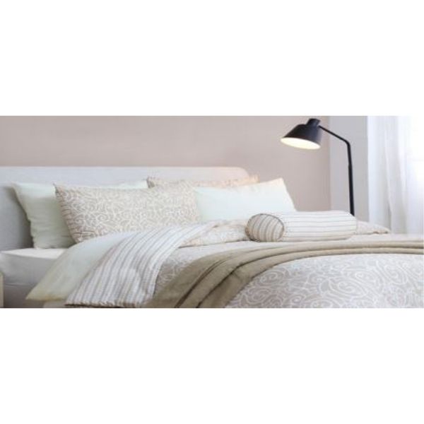 Ensemble de douillette 7 morceaux scroll beige motifs blancs