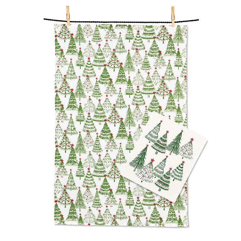 Ensemble de linges sapins de Noël (2 unités)