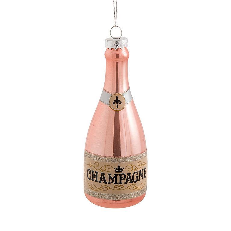 Ornement 5 po bouteille de champagne rose