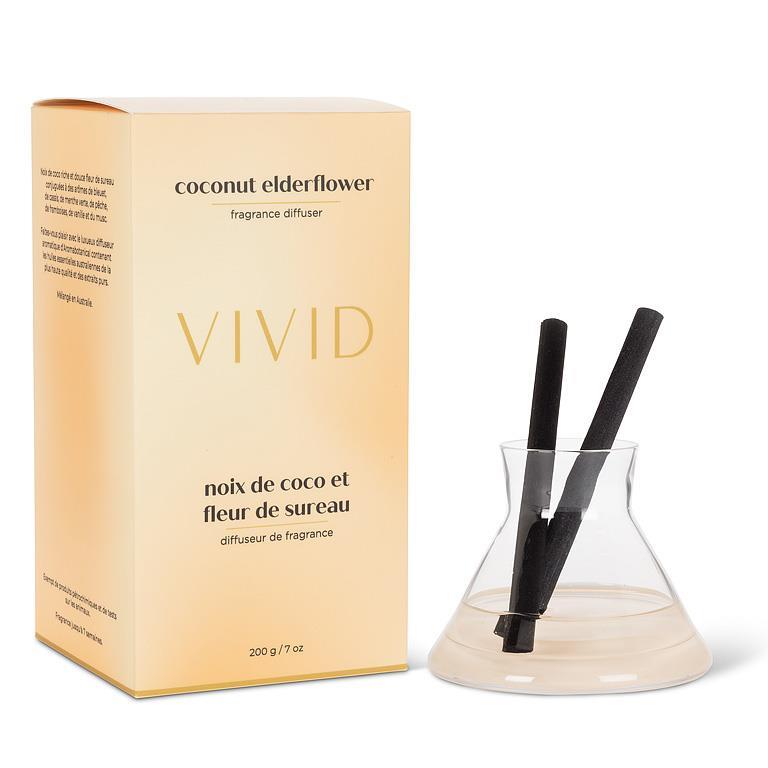Diffuseur à roseaux moderne 5,5 po Vivid noix de coco et fleur de sureau
