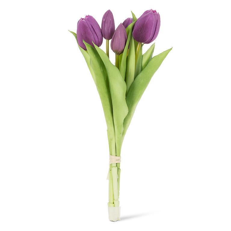 Bouquet de 5 tulipes artificielles 12 po mauve