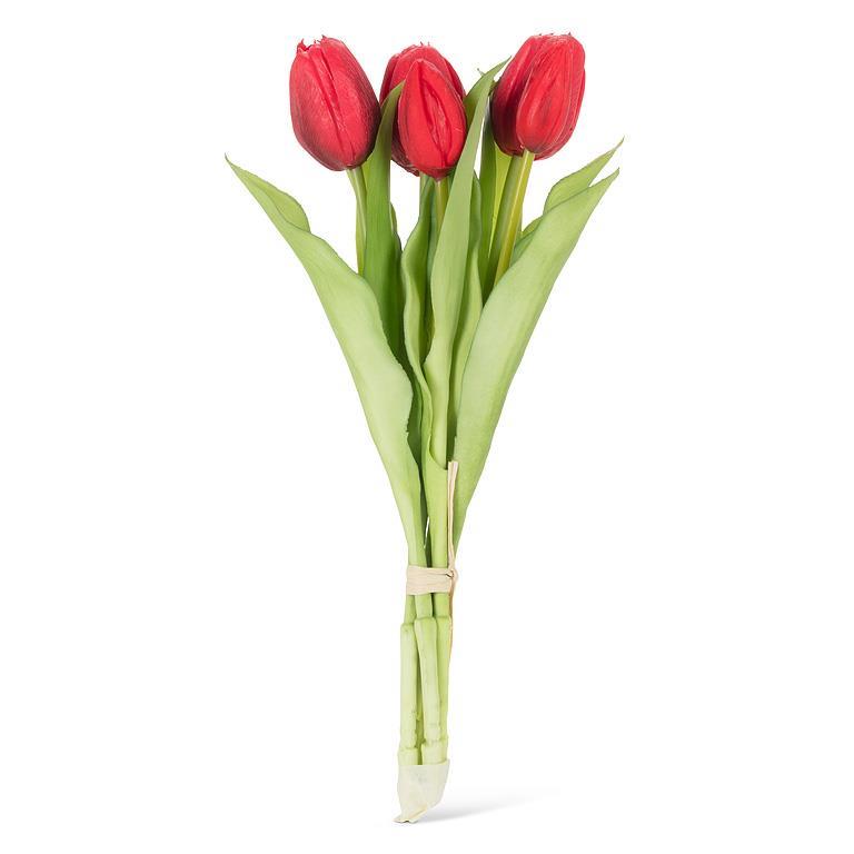 Bouquet de 5 tulipes artificielles 12 po rouge