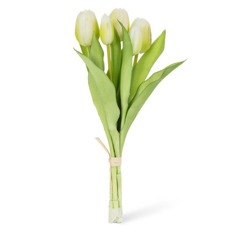 Bouquet de 5 tulipes artificielles 12 po blanc