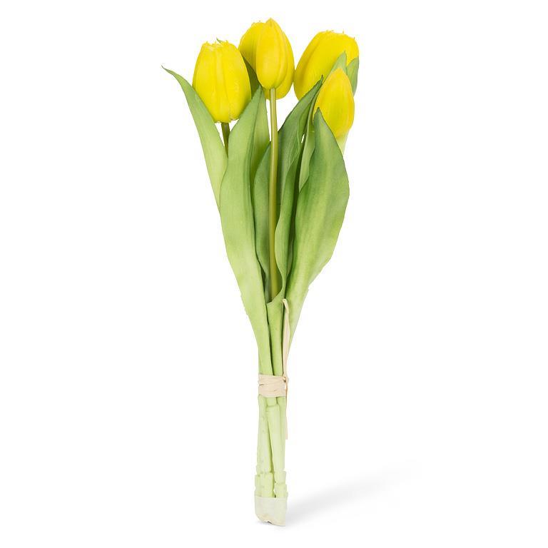 Bouquet de 5 tulipes artificielles 12 po jaune