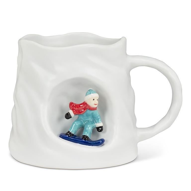 Tasse à café 12 oz blanche avec planchiste encastré