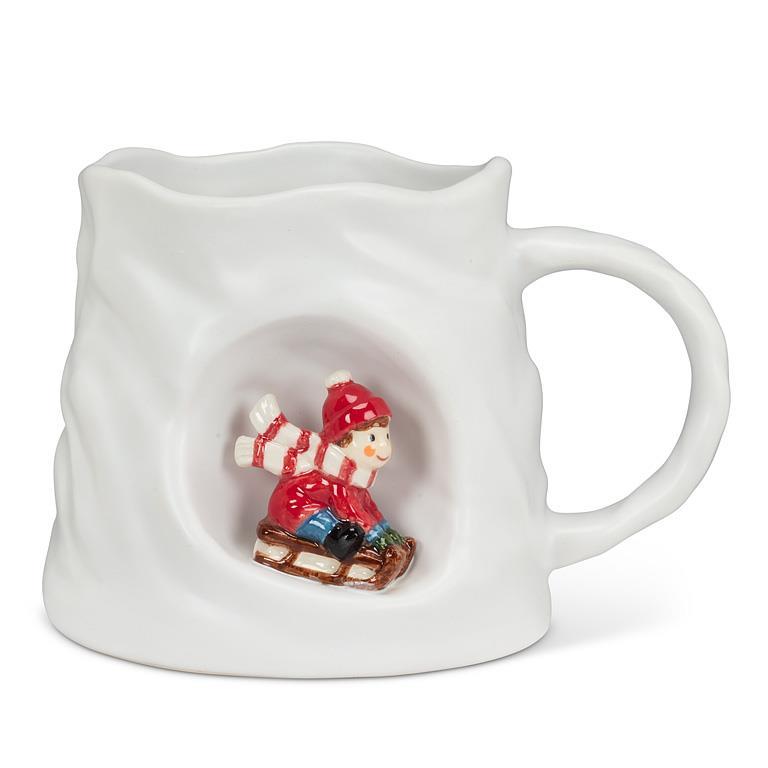 Tasse à café 12 oz blanche avec lugeur encastré