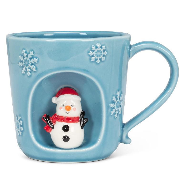 Tasse bleue 14 oz bonhomme de neige