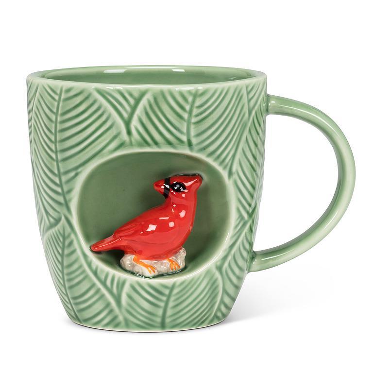 Tasse à café 12 oz verte avec cardinal encastré