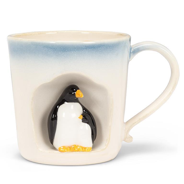Tasse à café 14 oz bleu ombré avec pingouin