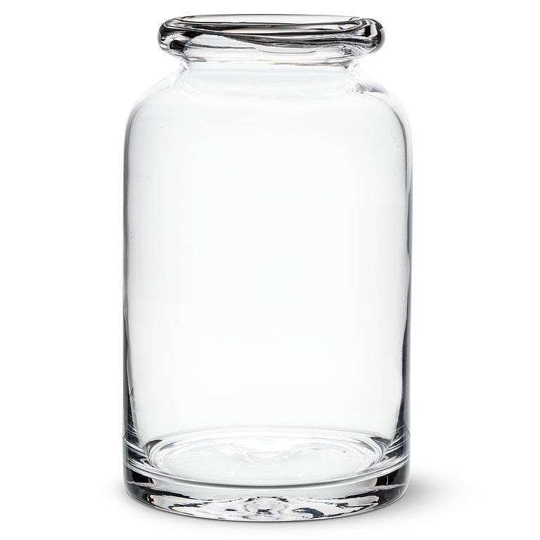 Vase en verre 8 po grand goulot clair