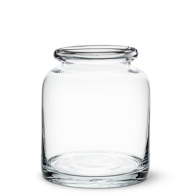 Vase en verre 6 po grand goulot clair