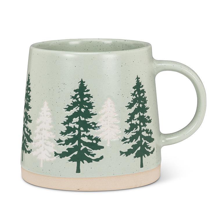 Tasse à café 14 oz sapins verts et blanc