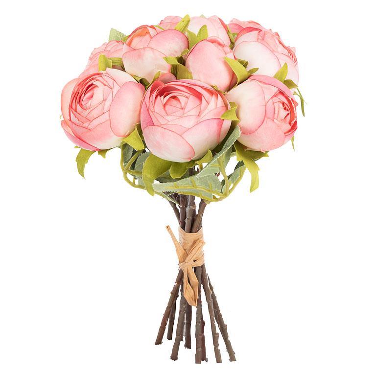 Bouquet de fleurs roses artificielles 10 po