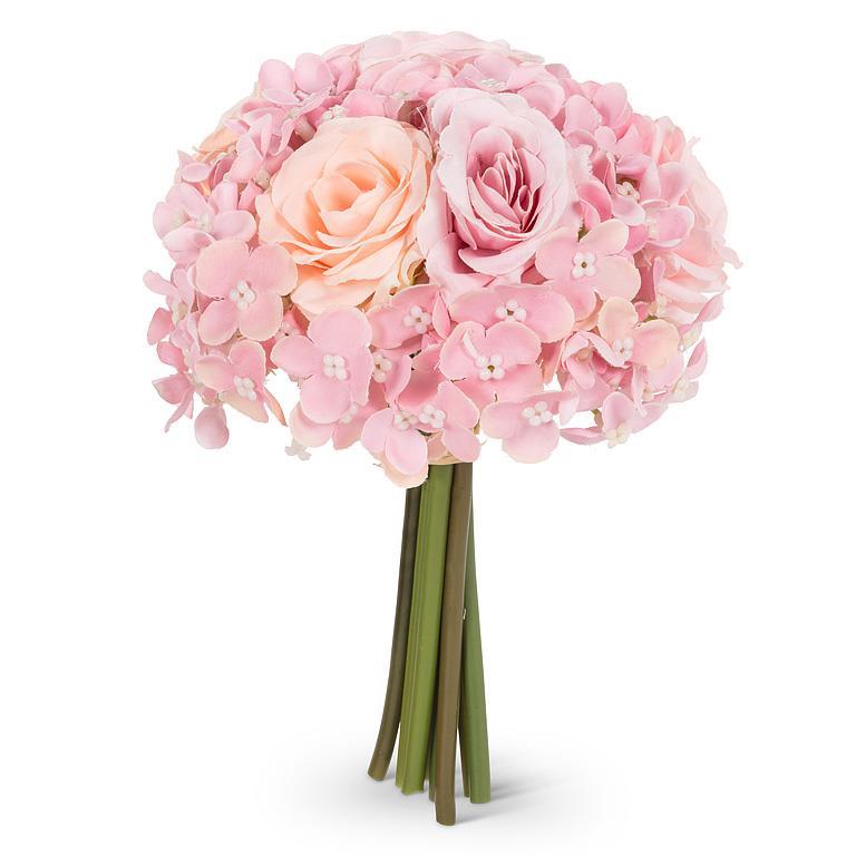 Bouquet de fleurs roses artificielles 8 po